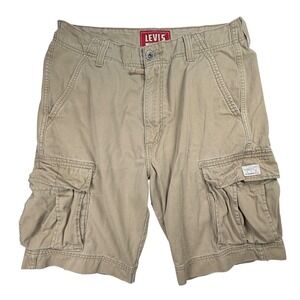 Y2K 90's Levi's Cargo Shorts Beige Khaki 100% Cotton Men's W34 Utility Pockets